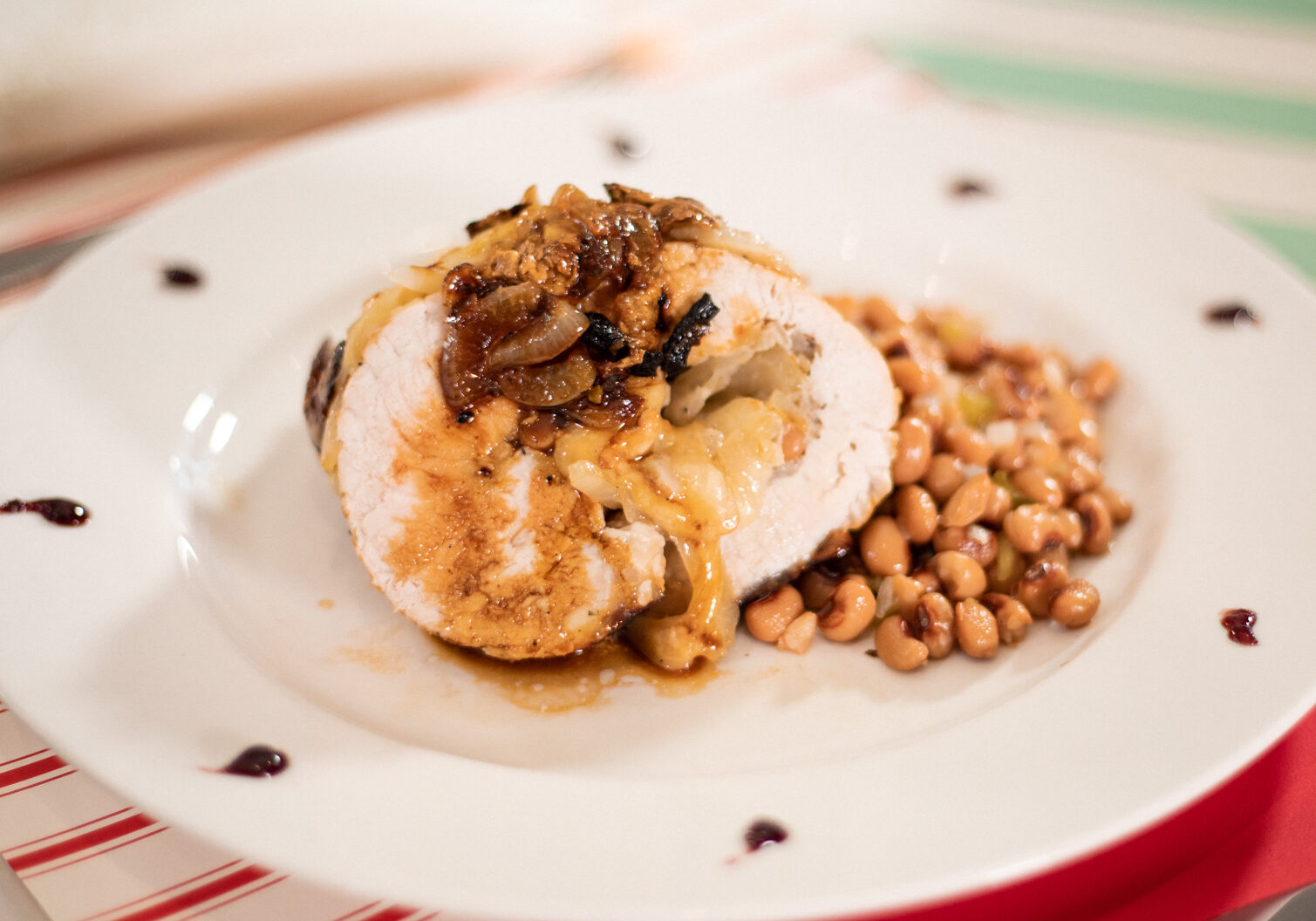 French Onion Stuffed Pork Loin